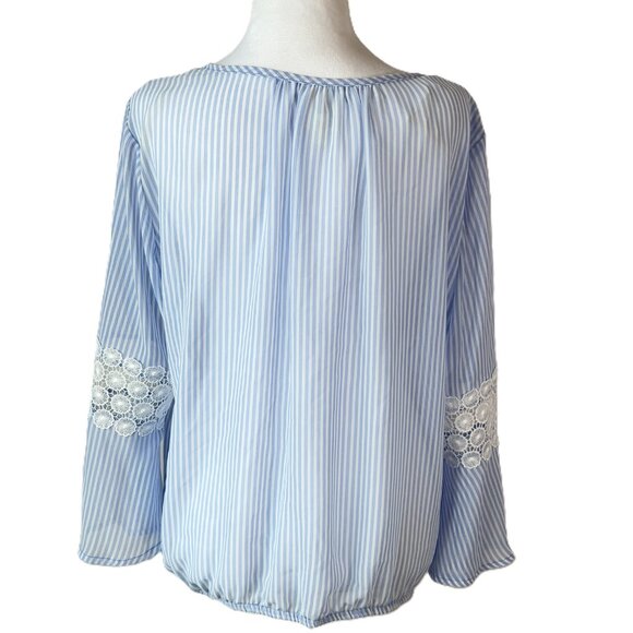 💙Self Esteem Romantic Lace & Stripe Blouse size XL - Picture 5 of 10